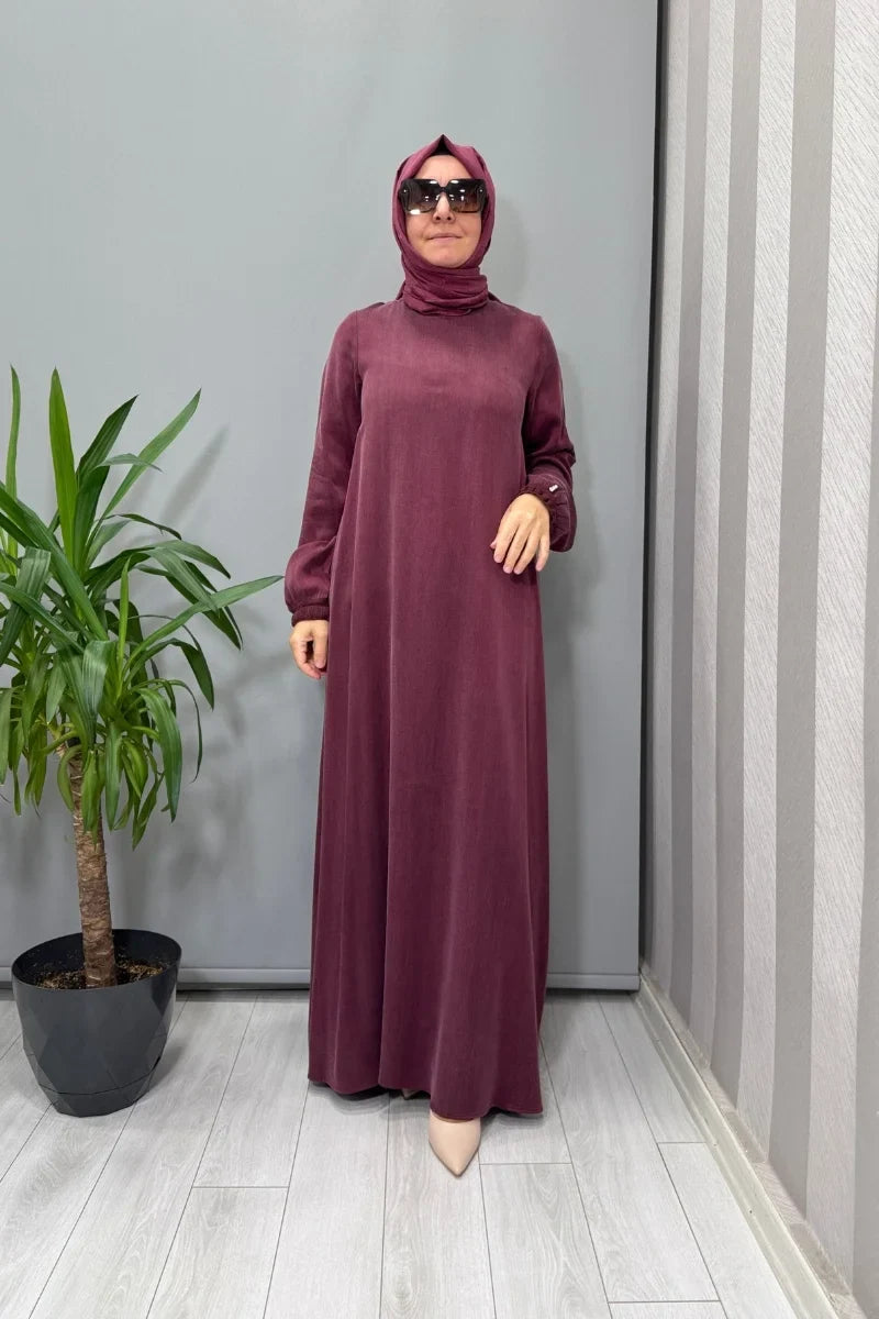 Miss Dalida Cupro İpek Elbise Siyah T26K- 4015 - Plum - Görsel 1 