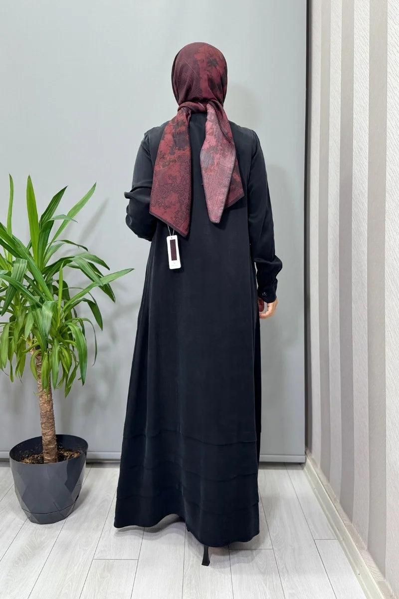 Miss Dalida Cupro İpek Elbise Siyah T26K- 4024 - Siyah - Görsel 3 