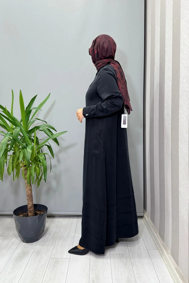 Miss Dalida Cupro İpek Elbise Siyah T26K- 4024 - Siyah - Görsel 2 #renk_siyah
