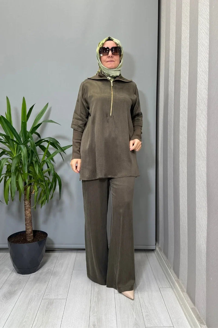 Miss Dalida Cupro Tunik Lacivert T26K- 6020 - Haki - Görsel 1 