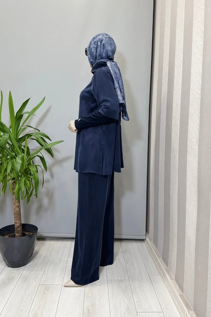 Miss Dalida Cupro Tunik Lacivert T26K- 6020 - Lacivert - Görsel 3 