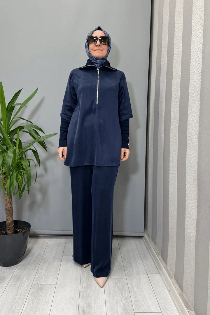 Miss Dalida Cupro Tunik Lacivert T26K- 6020 - Lacivert - Görsel 1 