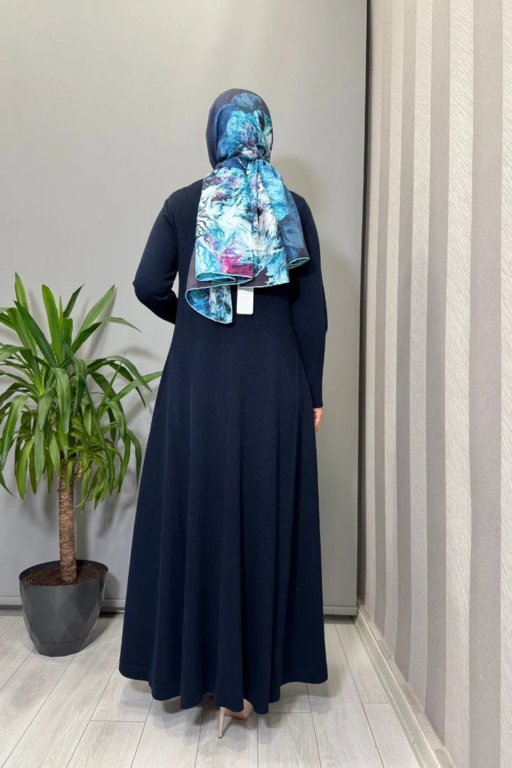 Miss Dalida Düz Renk Rahat Kesim Triko Elbise Lacivert T26K- 4009