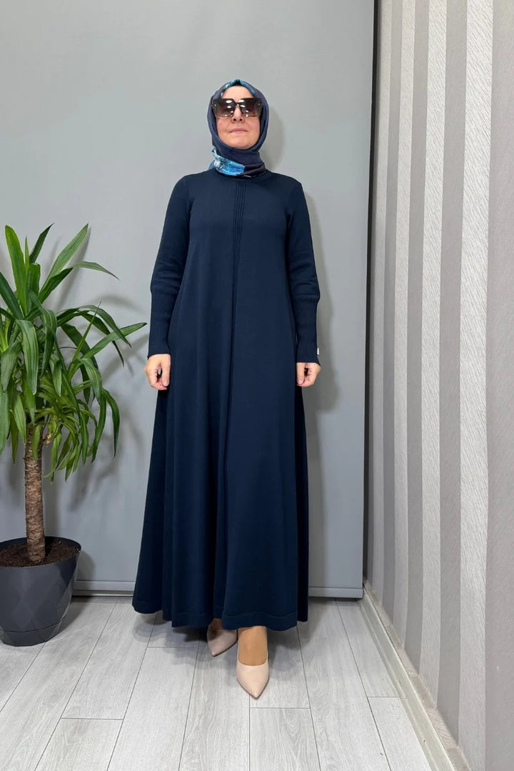 Miss Dalida Düz Renk Rahat Kesim Triko Elbise Lacivert T26K- 4009