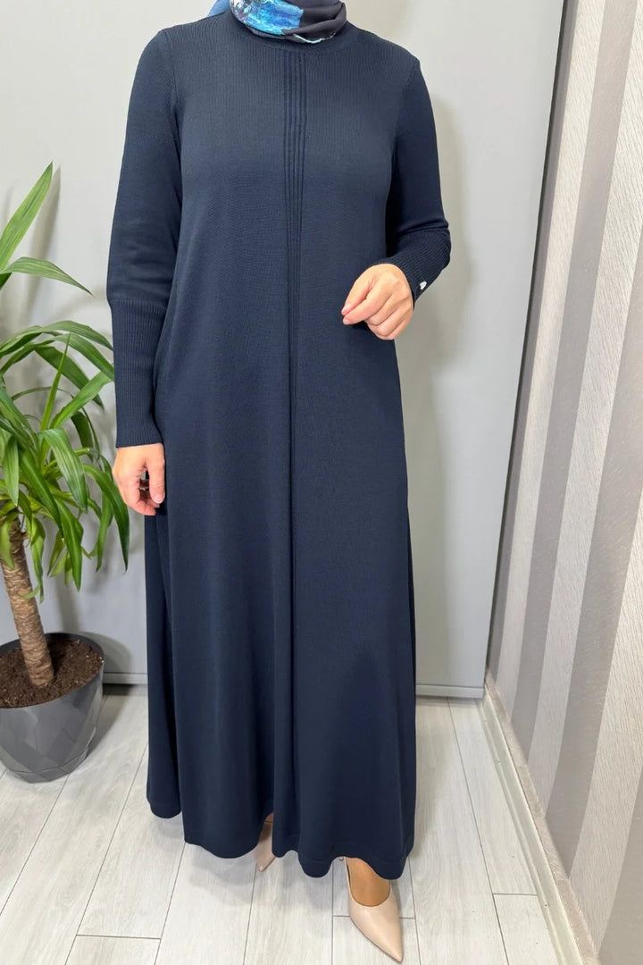 Miss Dalida Düz Renk Rahat Kesim Triko Elbise Lacivert T26K- 4009