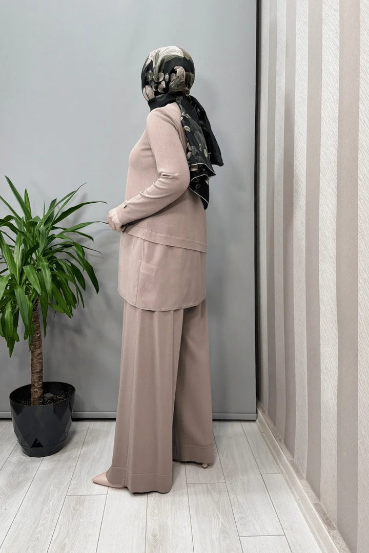 Miss Dalida Etek Ucu Cupro Asimetrik Kesim Triko Tunik Mink T25Y- 6009