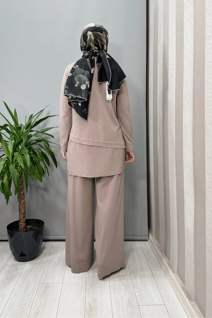 Miss Dalida Etek Ucu Cupro Asimetrik Kesim Triko Tunik Mink T25Y- 6009