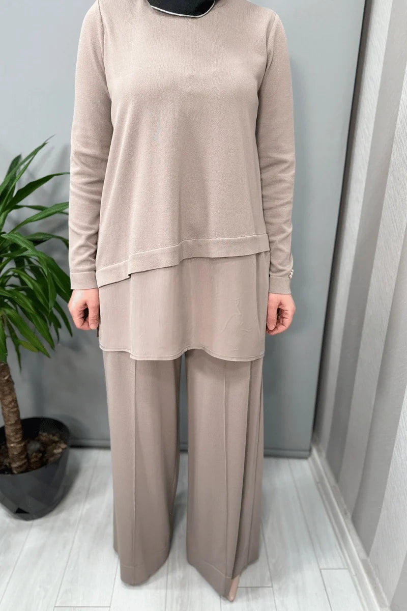 Miss Dalida Etek Ucu Cupro Asimetrik Kesim Triko Tunik Mink T25Y- 6009