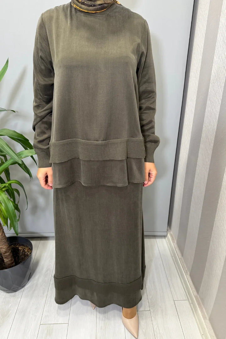 Miss Dalida Etekli Takım Haki T26K-6002 (T26K-2000) - Haki - Görsel 4 