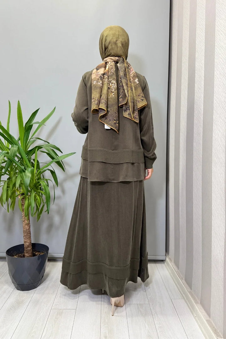 Miss Dalida Etekli Takım Haki T26K-6002 (T26K-2000) - Haki - Görsel 3 