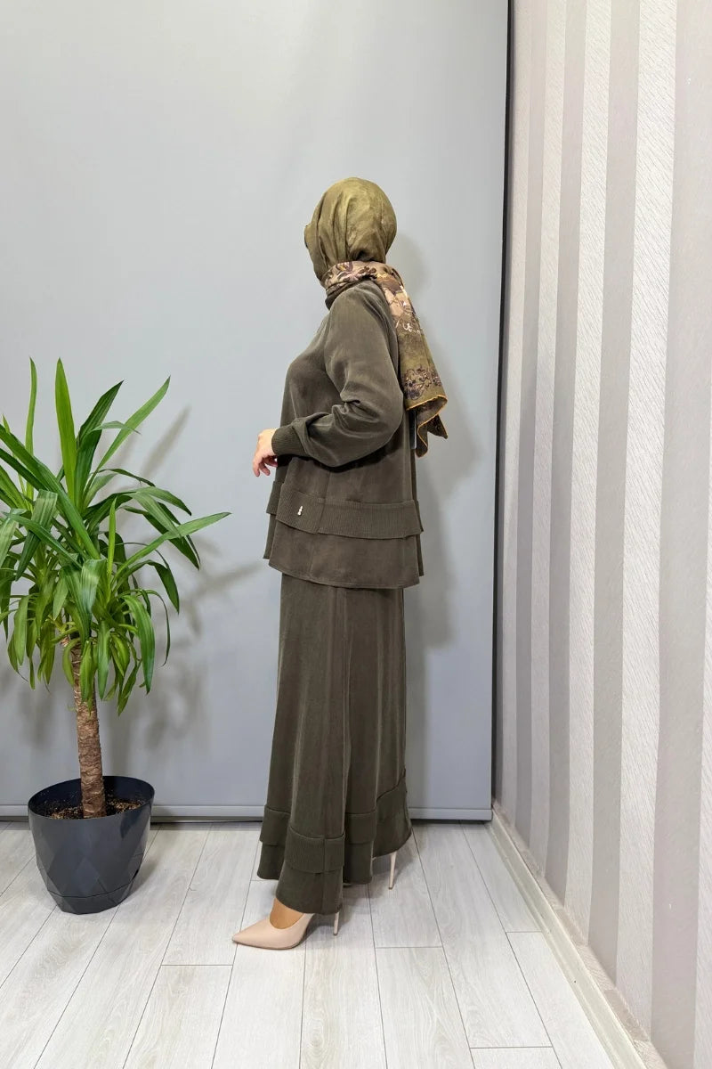 Miss Dalida Etekli Takım Haki T26K-6002 (T26K-2000) - Haki - Görsel 2 #renk_haki