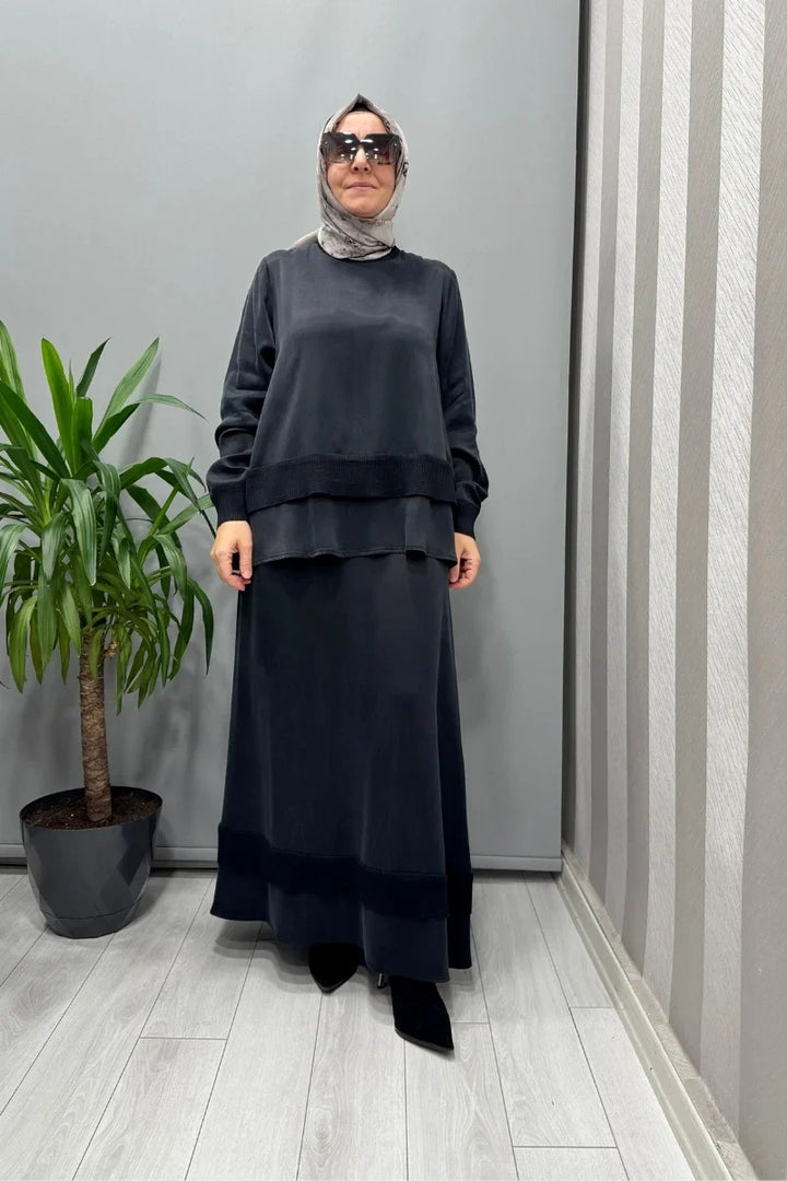 Miss Dalida Etekli Takım Haki T26K-6002 (T26K-2000) - Siyah - Görsel 1 