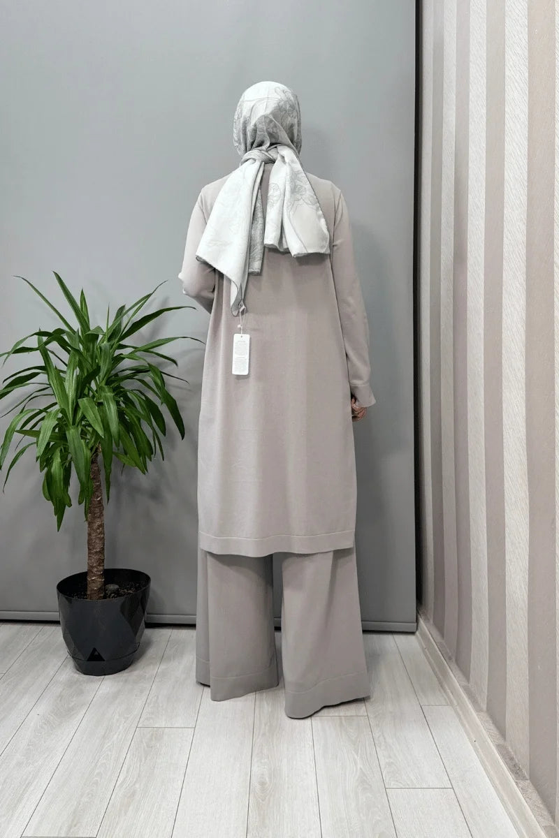 Miss Dalida Fermuar Detaylı Triko Tunik Gri T25Y- 6017