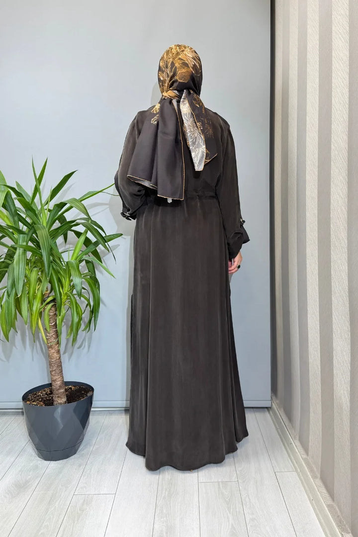 Miss Dalida Fermuarlı Beli Büzgülü Cupro Kap 2268329 - Kahve - Görsel 3 