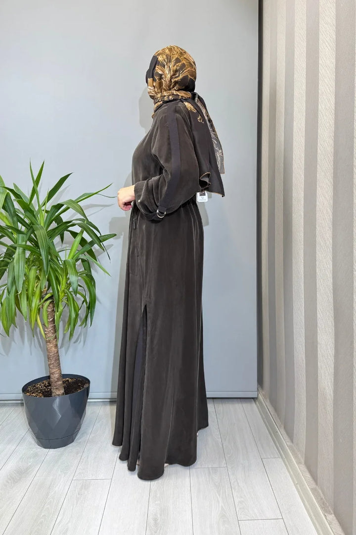 Miss Dalida Fermuarlı Beli Büzgülü Cupro Kap 2268329 - Kahve - Görsel 2 