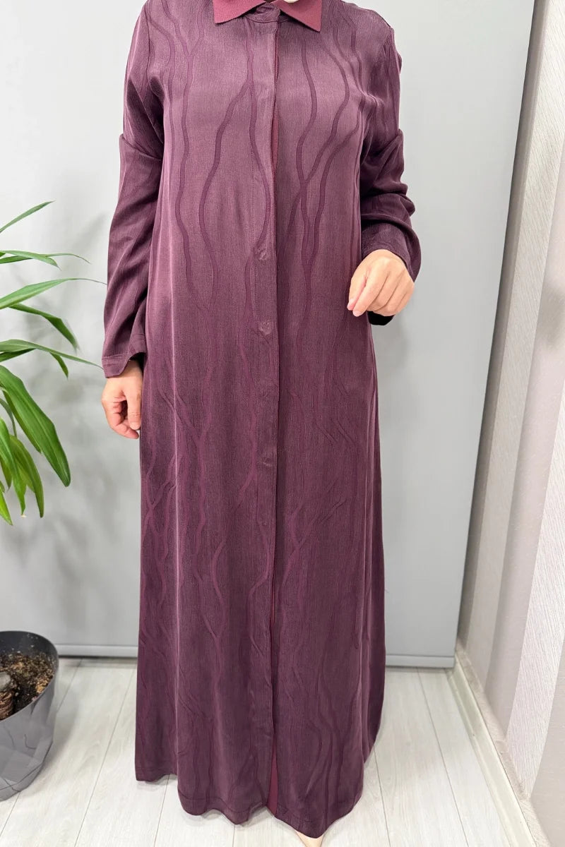 Miss Dalida Gömlek Yaka Jakarlı Cupro Kap Bordo T25Y- 8056