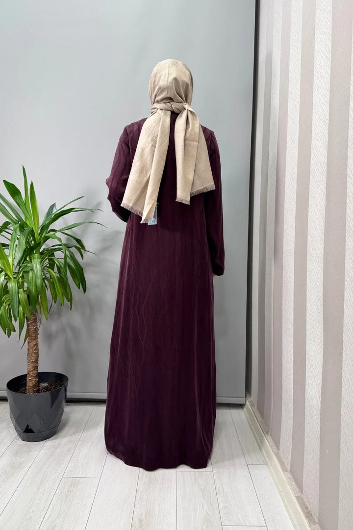 Miss Dalida Gömlek Yaka Jakarlı Cupro Kap Bordo T25Y- 8056