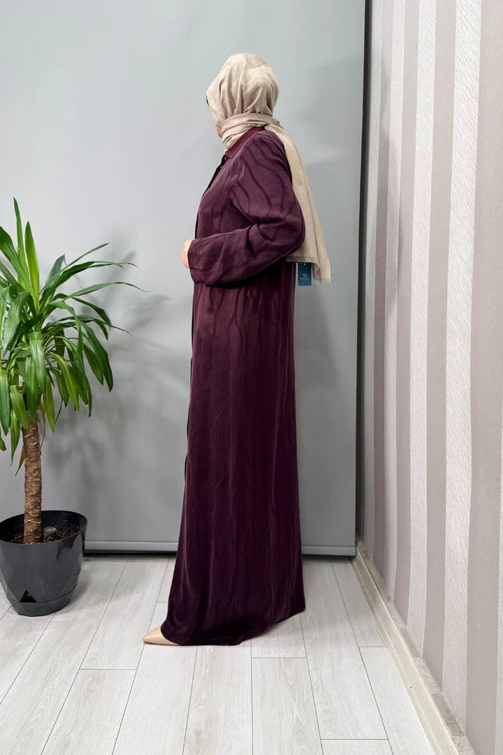 Miss Dalida Gömlek Yaka Jakarlı Cupro Kap Bordo T25Y- 8056