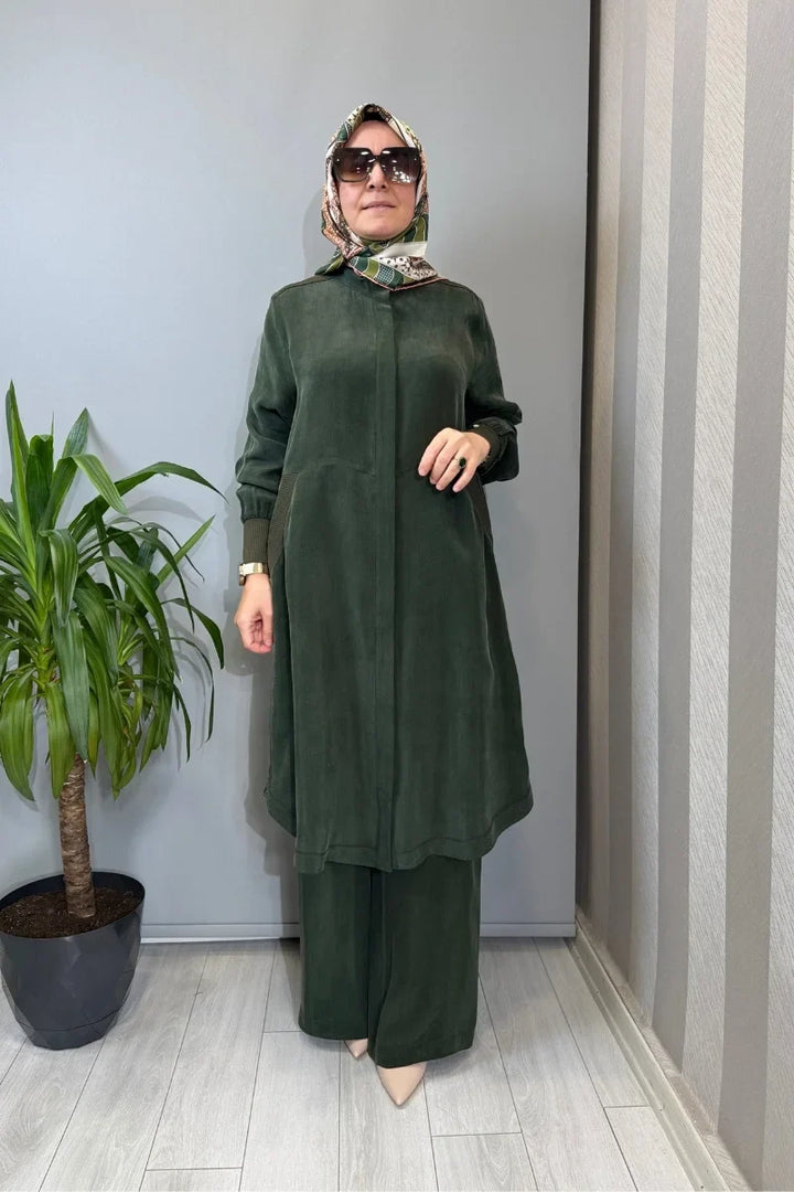Miss Dalida Hakim Yaka Cepli Cupro Kap Siyah T26Y- 8008 - Haki - Görsel 1 