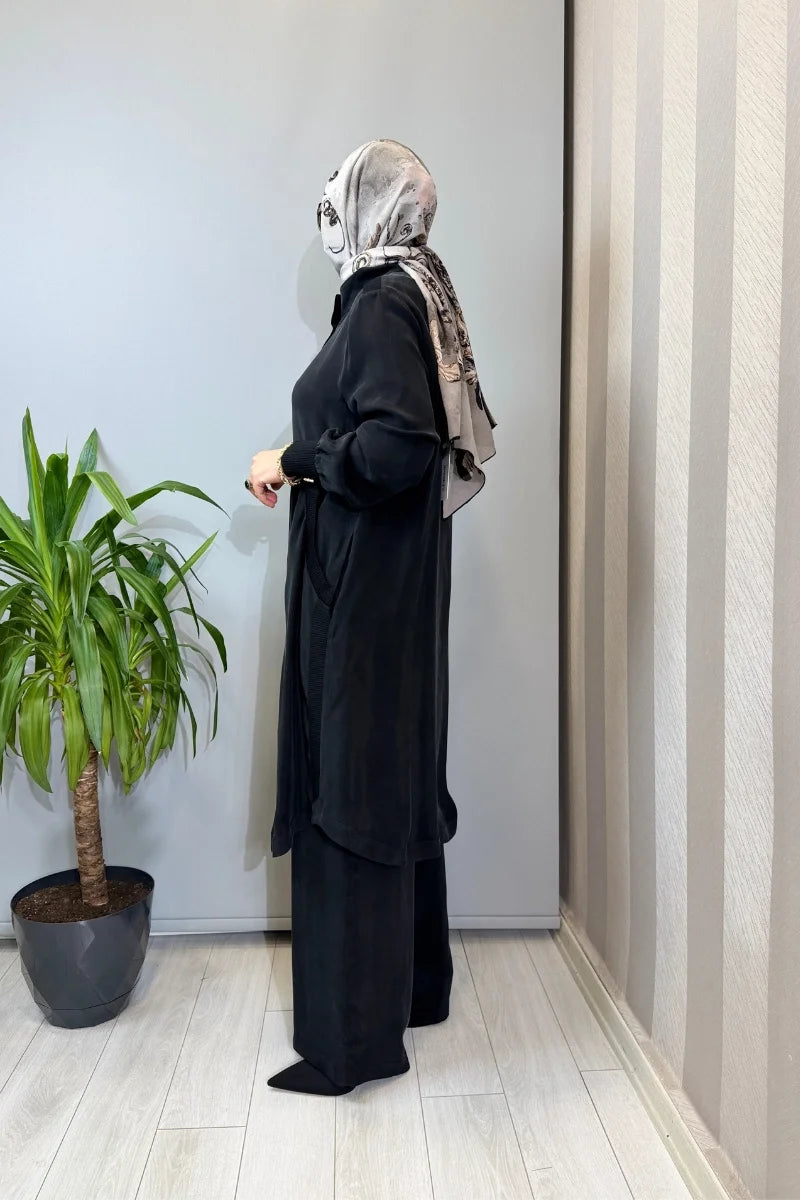 Miss Dalida Hakim Yaka Cepli Cupro Kap Siyah T26Y- 8008 - Siyah - Görsel 2 #renk_siyah