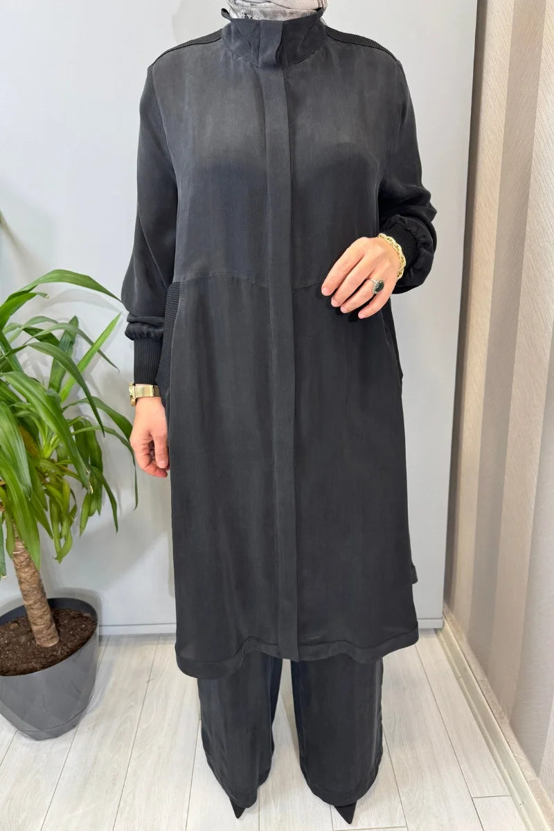 Miss Dalida Hakim Yaka Cepli Cupro Kap Siyah T26Y- 8008 - Siyah - Görsel 4 