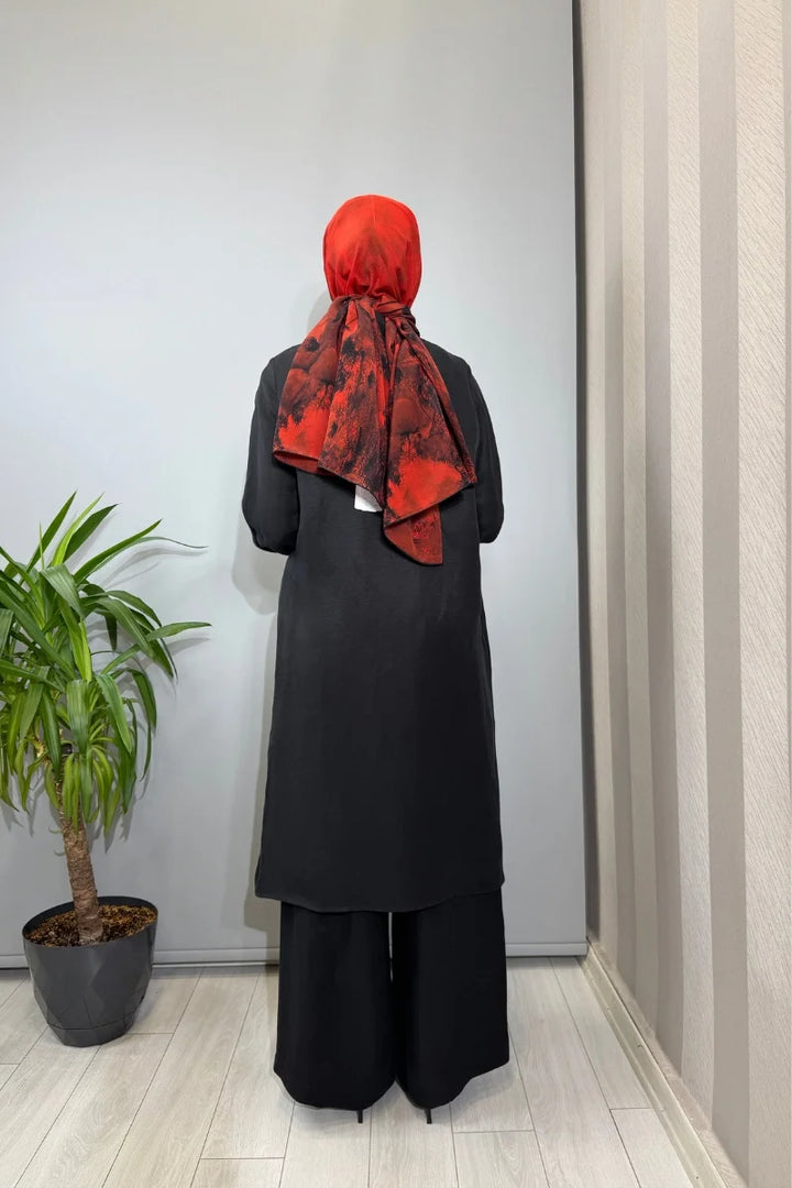 Miss Dalida İpek Keten Uzun Gömlek 2263351 - Siyah - Görsel 3 