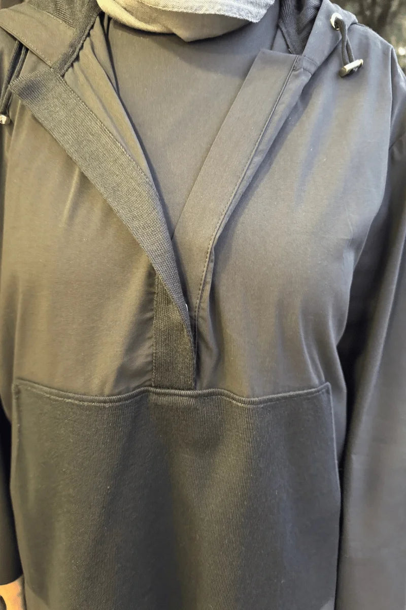 Miss Dalida Kapişonlu Poplin Detaylı Tunik Siyah T25K- 0005