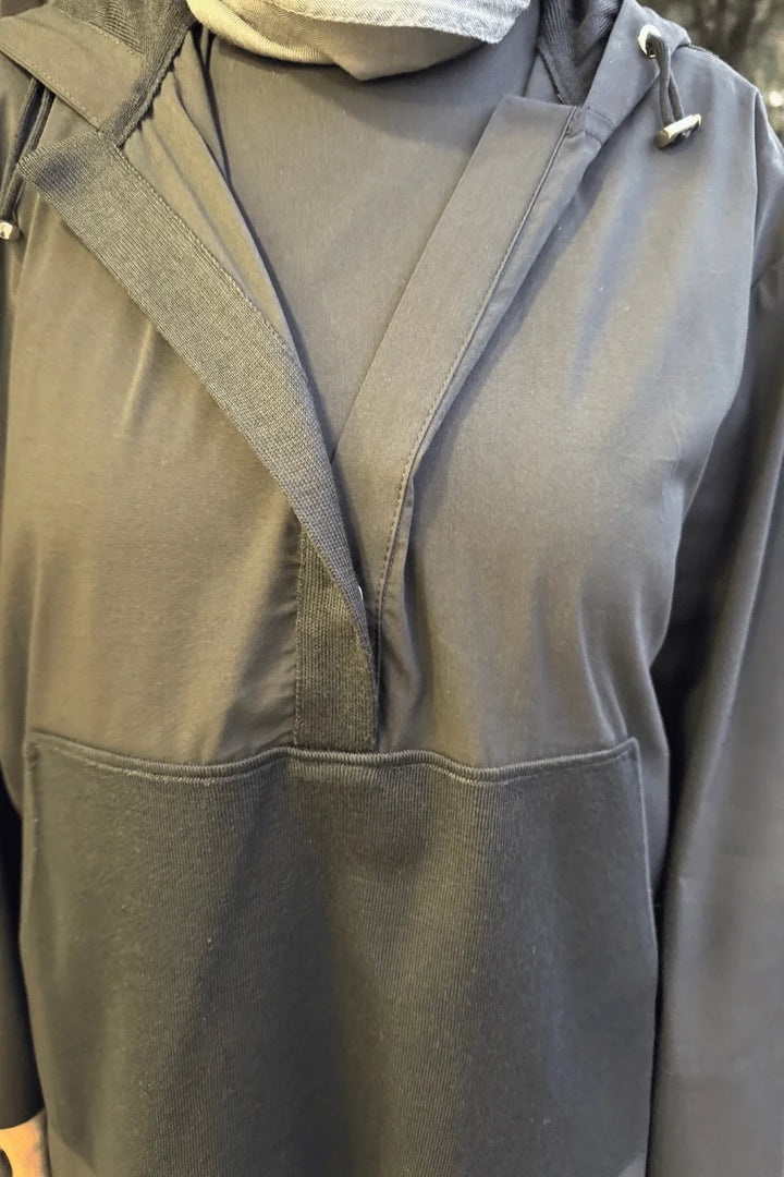 Miss Dalida Kapişonlu Poplin Detaylı Tunik Siyah T25K- 0005