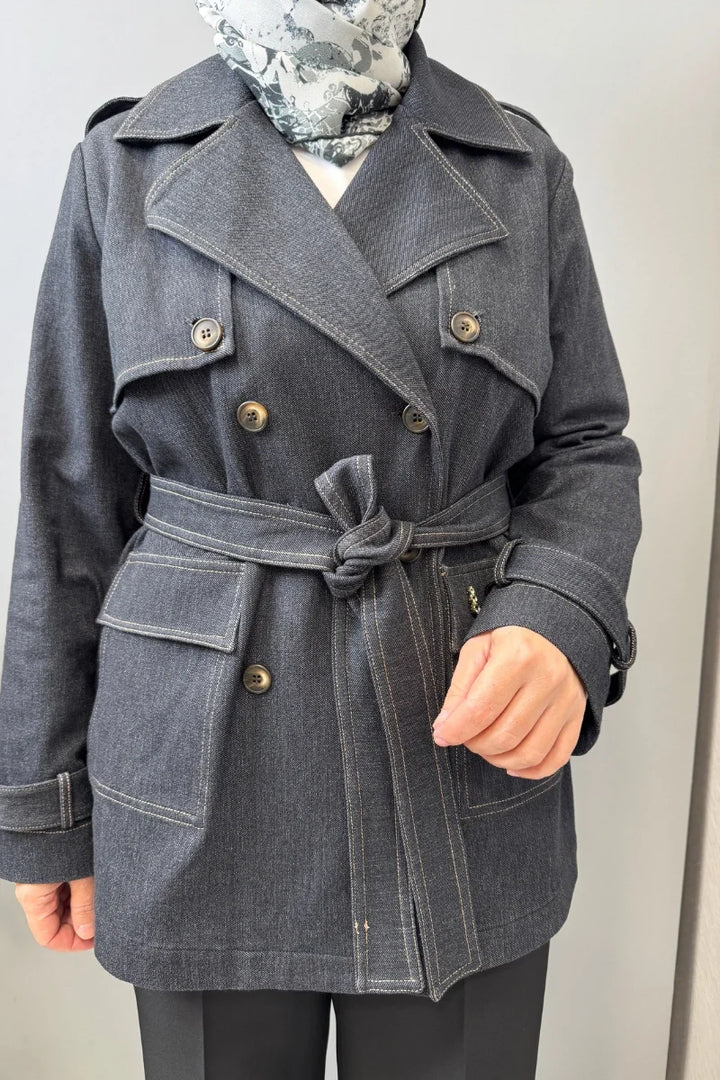 Miss Dalida Kargo Cepli Denim Ceket T26Y-8208 - Siyah - Görsel 4 