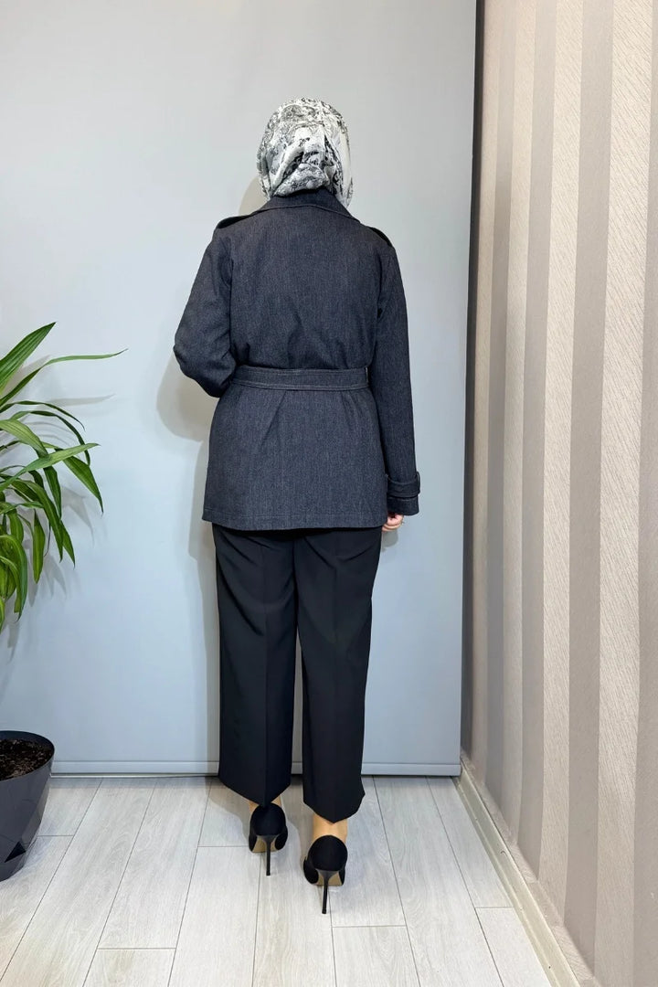 Miss Dalida Kargo Cepli Denim Ceket T26Y-8208 - Siyah - Görsel 3 