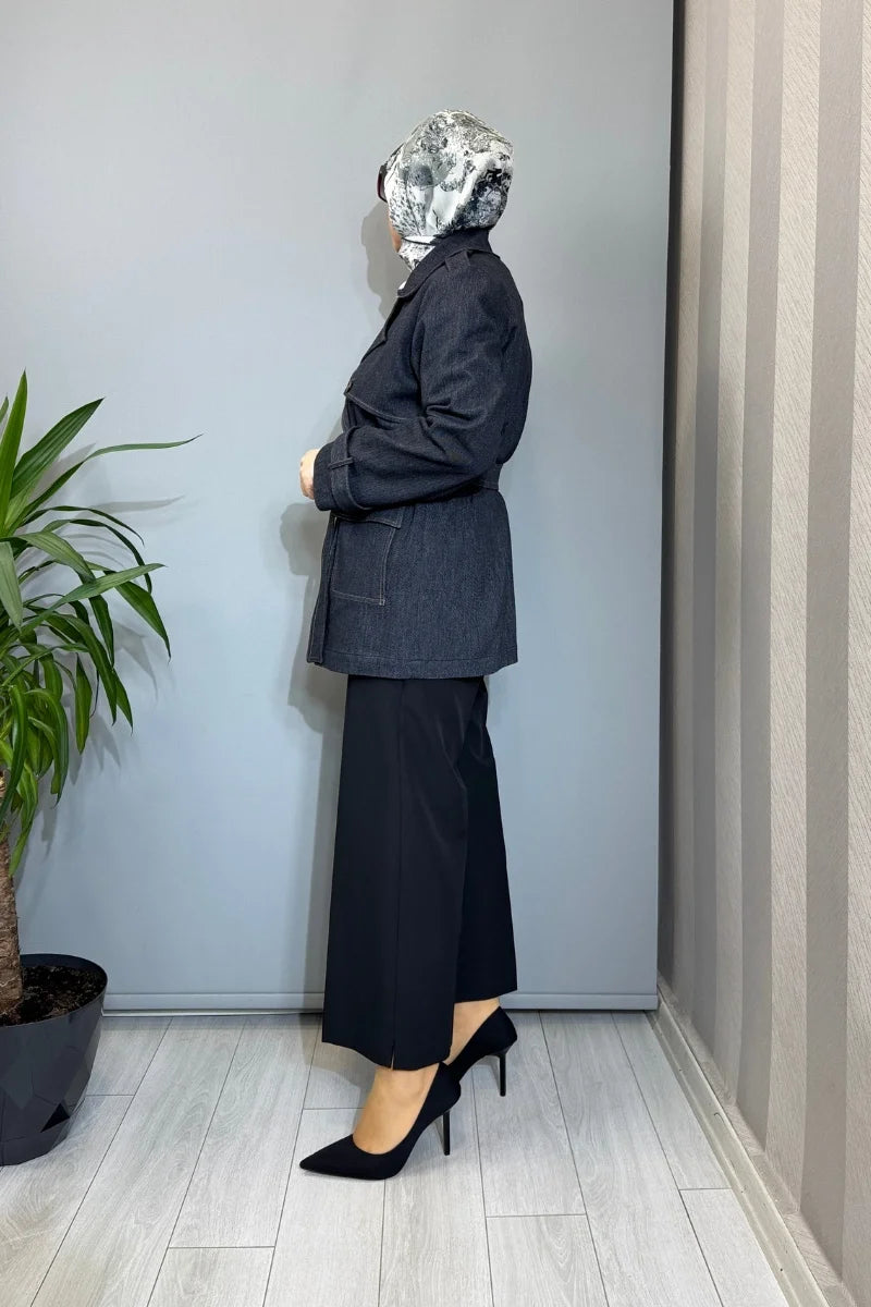 Miss Dalida Kargo Cepli Denim Ceket T26Y-8208 - Siyah - Görsel 2 #renk_siyah