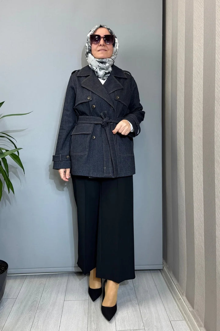 Miss Dalida Kargo Cepli Denim Ceket T26Y-8208 - Siyah - Görsel 1 