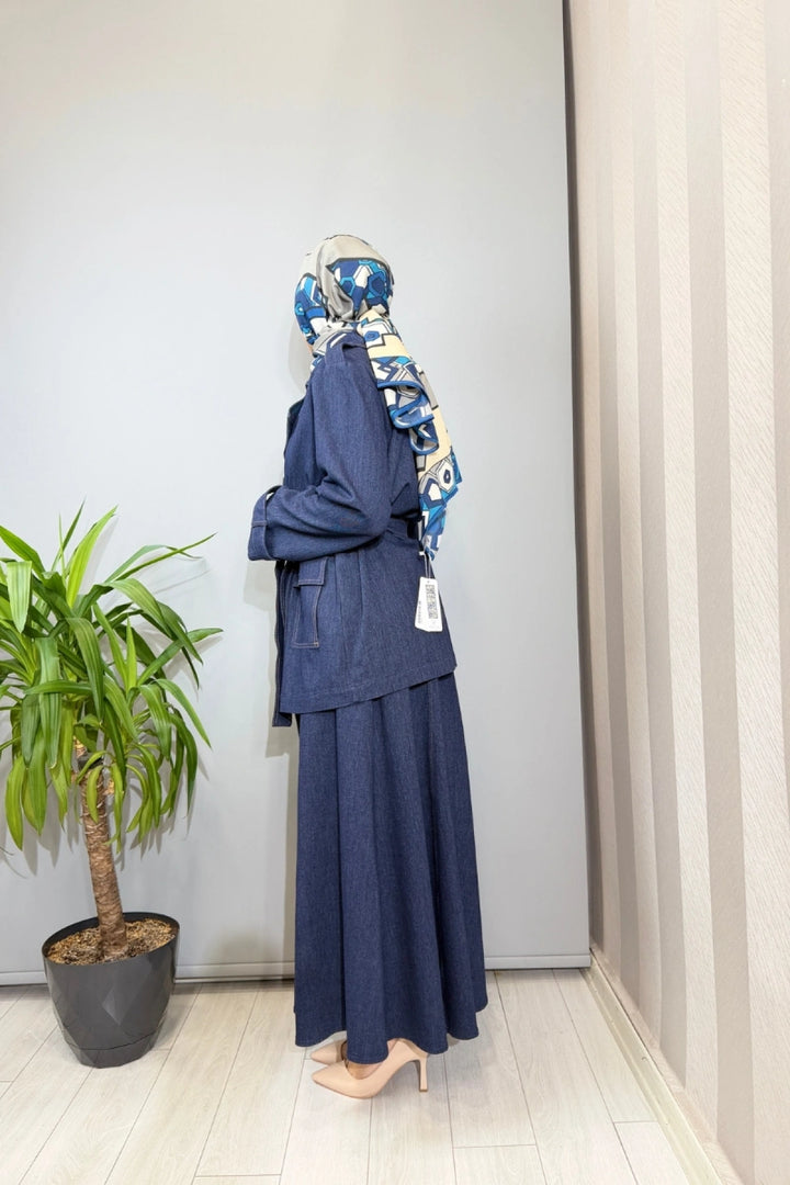 Miss Dalida Kargo Cepli Denim Ceket T26Y-8208 - Lacivert - Görsel 3 