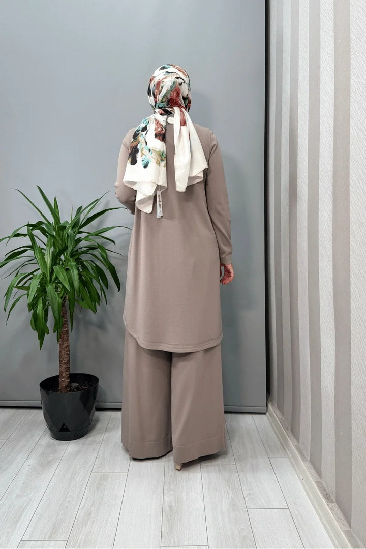 Miss Dalida Önü Düğme Detaylı Triko Tunik Mink T25Y- 6012