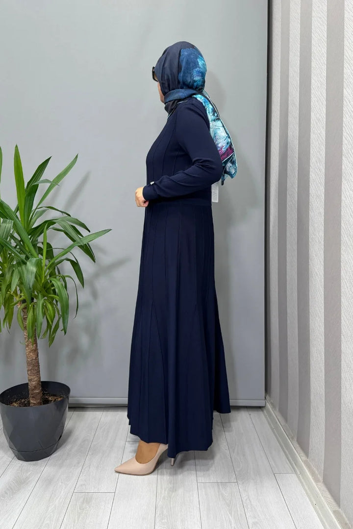 Miss Dalida Örgü Teknikli Triko Elbise Lacivert T25PF- 4001