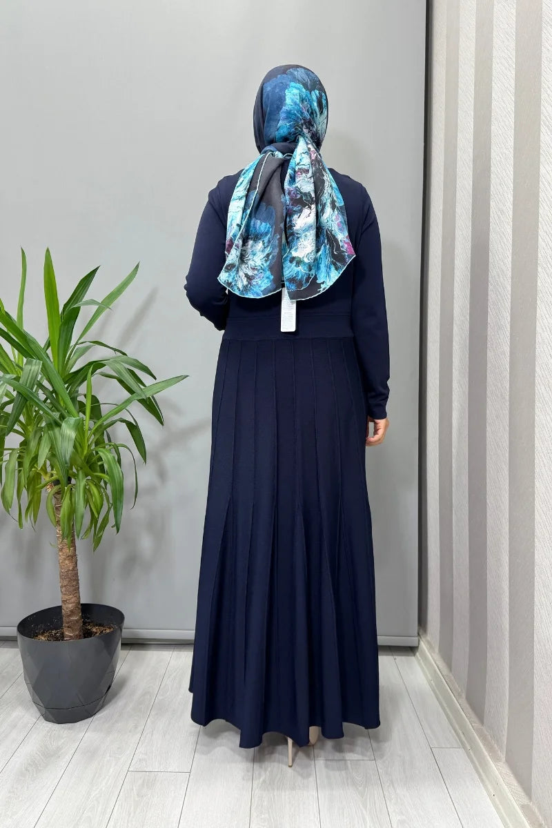Miss Dalida Örgü Teknikli Triko Elbise Lacivert T25PF- 4001