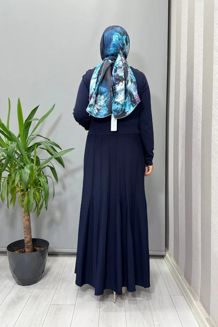 Miss Dalida Örgü Teknikli Triko Elbise Lacivert T25PF- 4001