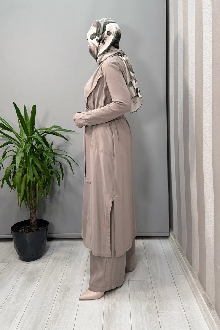 Miss Dalida Şal Yaka Cupro Triko İkili Kap Gri T25Y- 0006