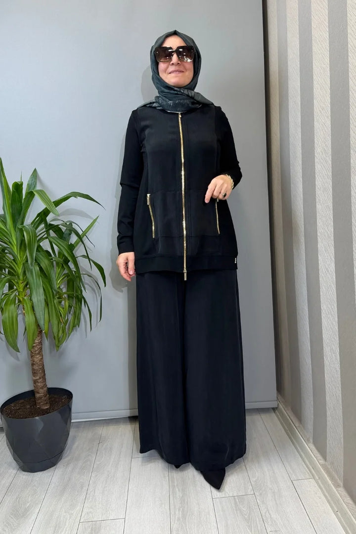 Miss Dalida T26Y-7010 Cupro Cepli Pantolon Etek Siyah T26Y- 7010 - Siyah - Görsel 2 