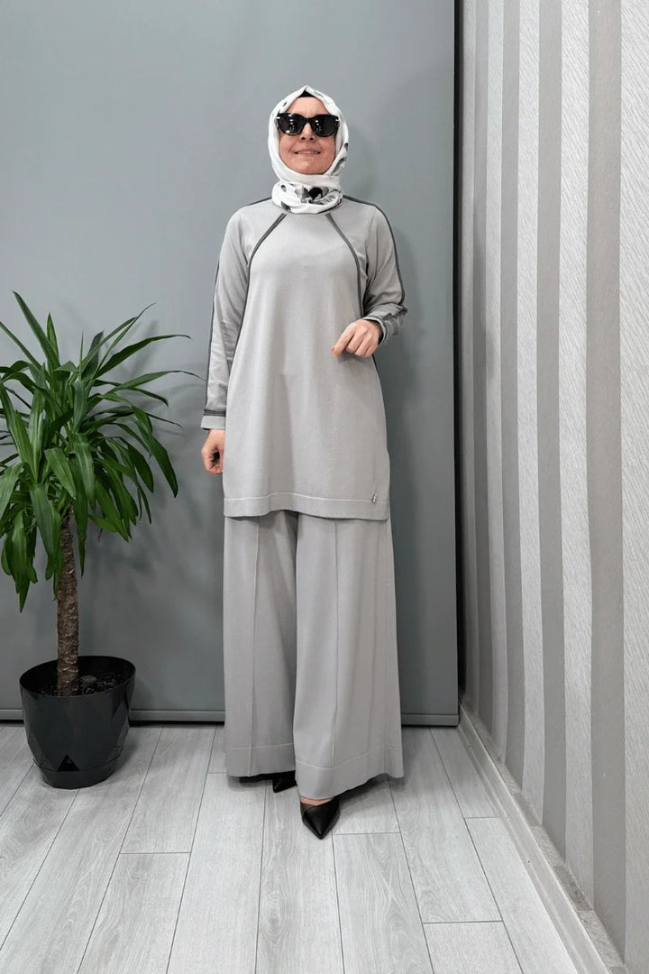 Miss Dalida Tiktak Detaylı Triko Tunik Gri T25Y- 6030