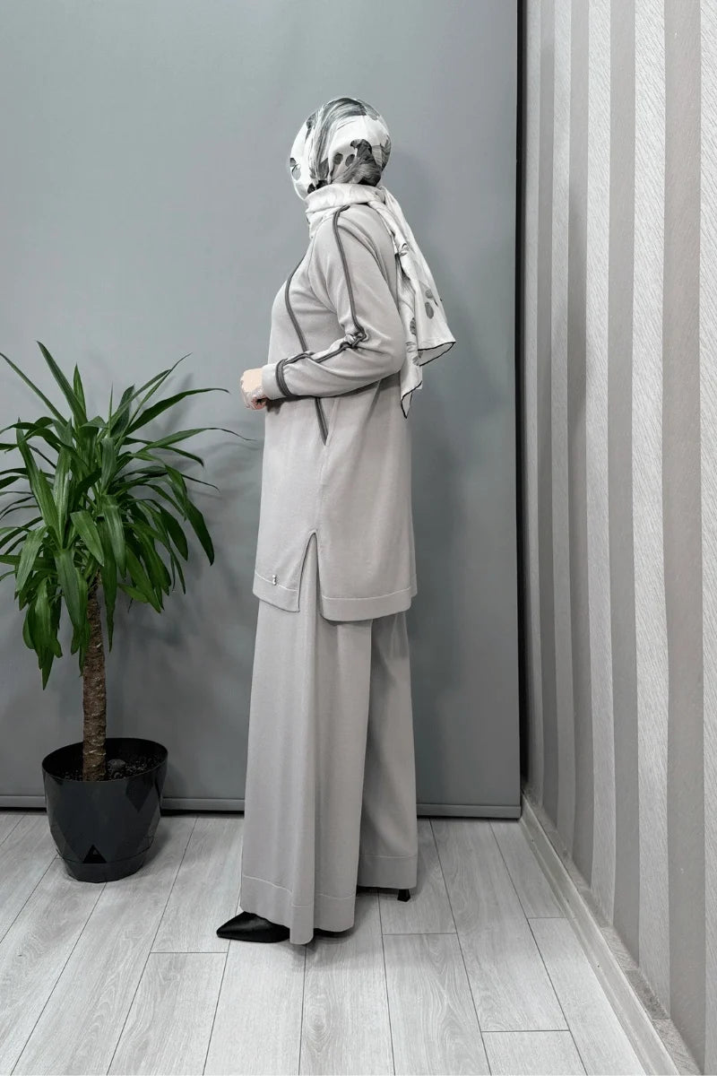 Miss Dalida Tiktak Detaylı Triko Tunik Gri T25Y- 6030