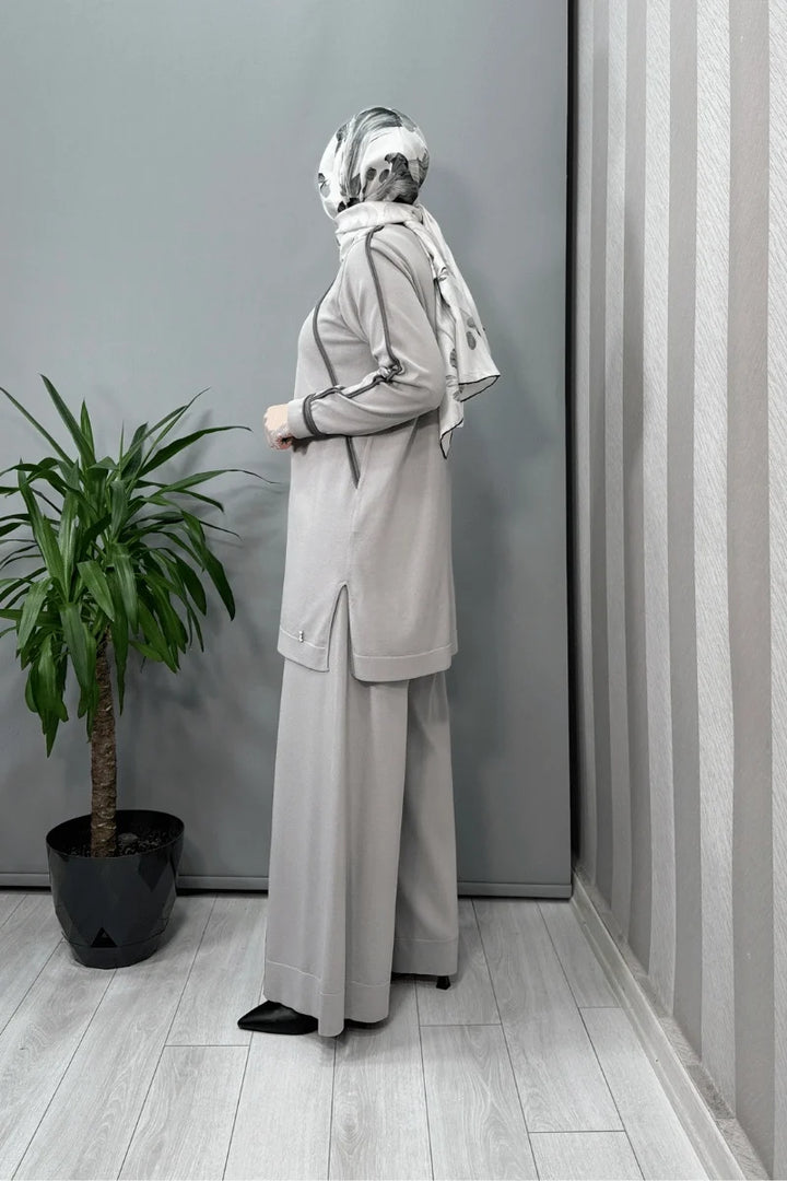 Miss Dalida Tiktak Detaylı Triko Tunik Gri T25Y- 6030