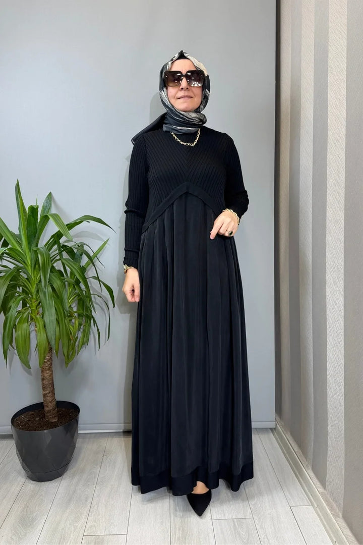 Miss Dalida Triko Cupro Elbise Siyah T26Y- 4001 - Siyah - Görsel 1 