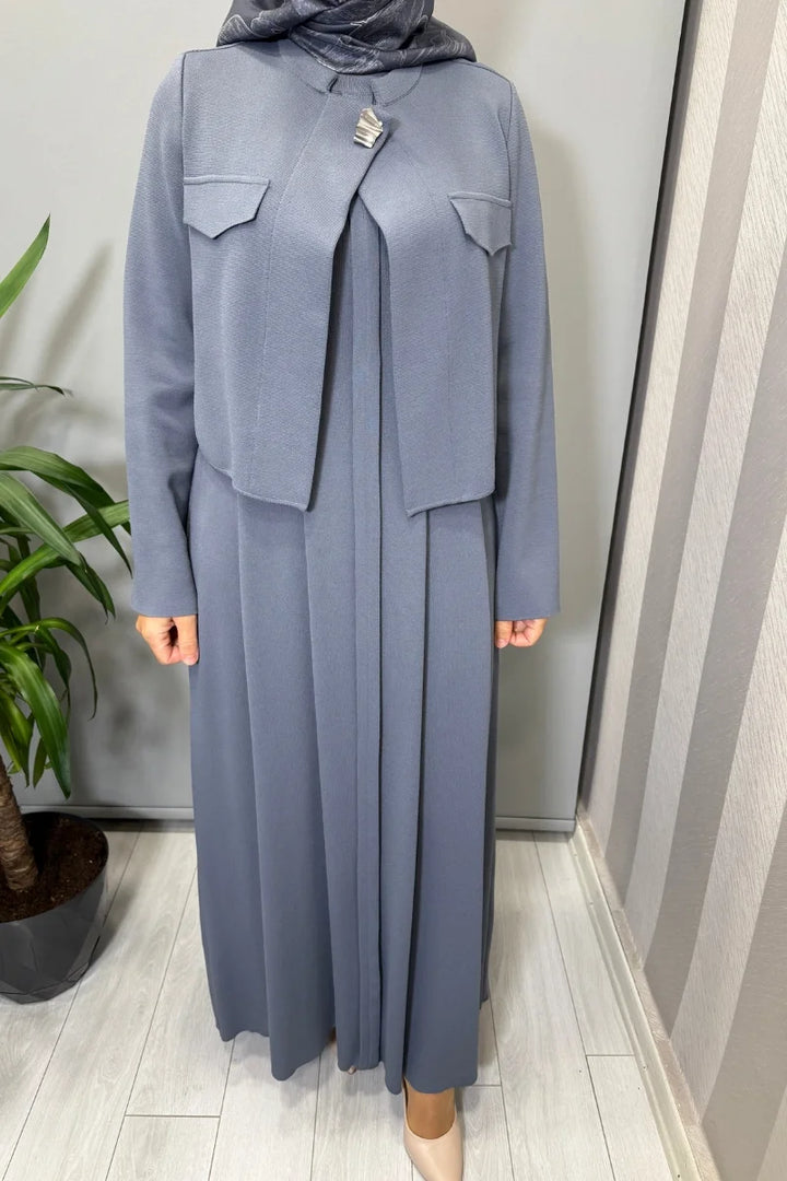 Miss Dalida Triko Elbise Ceket Takım Kurşun T25PF- 0003