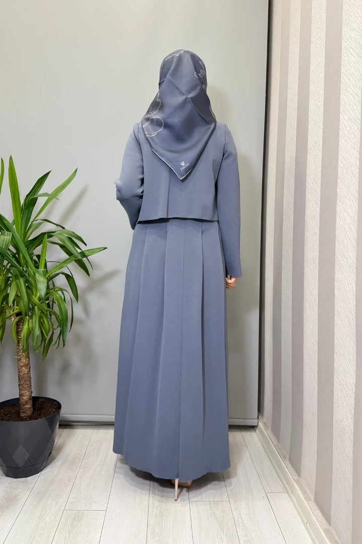 Miss Dalida Triko Elbise Ceket Takım Kurşun T25PF- 0003