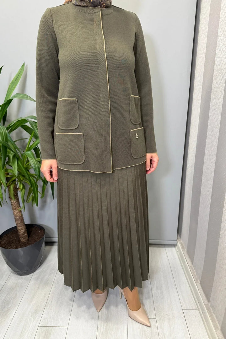 Miss Dalida Triko Takım Haki T26K-8201 (T26K-2004) - Haki - Görsel 5 