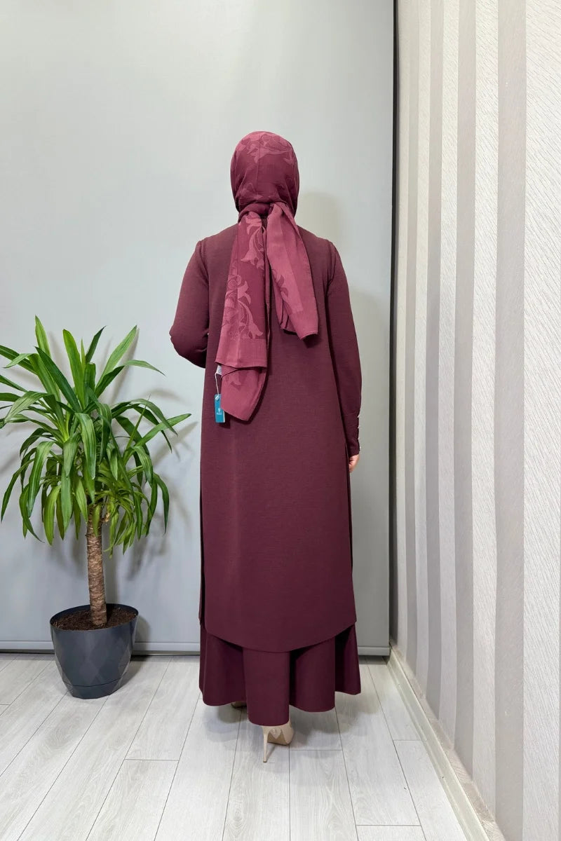 Miss Dalida Yuvarlak Yaka Çıtçıtlı Triko Yelek Bordo T26K- 1002