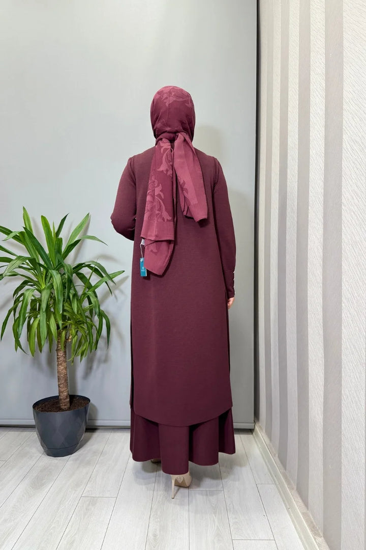 Miss Dalida Yuvarlak Yaka Çıtçıtlı Triko Yelek Bordo T26K- 1002