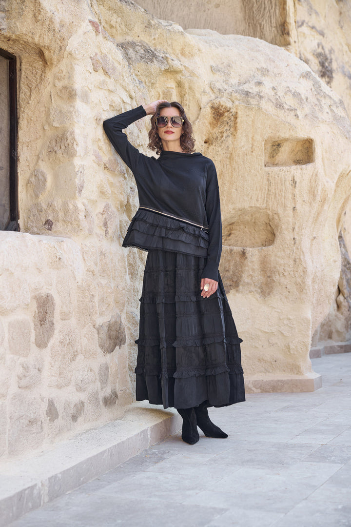 Misswhence Fermuar Detaylı Katlı Triko Tunik 40008 - Siyah - Görsel 9