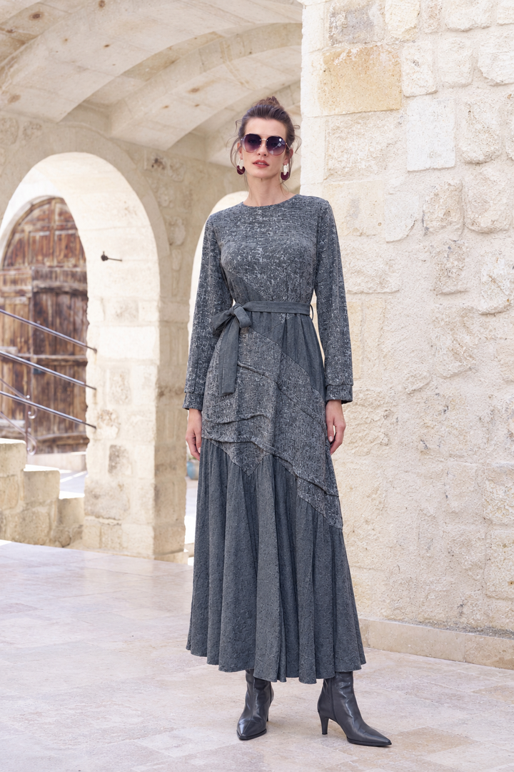 Misswhence Kadife İşlemeli Elbise 40812